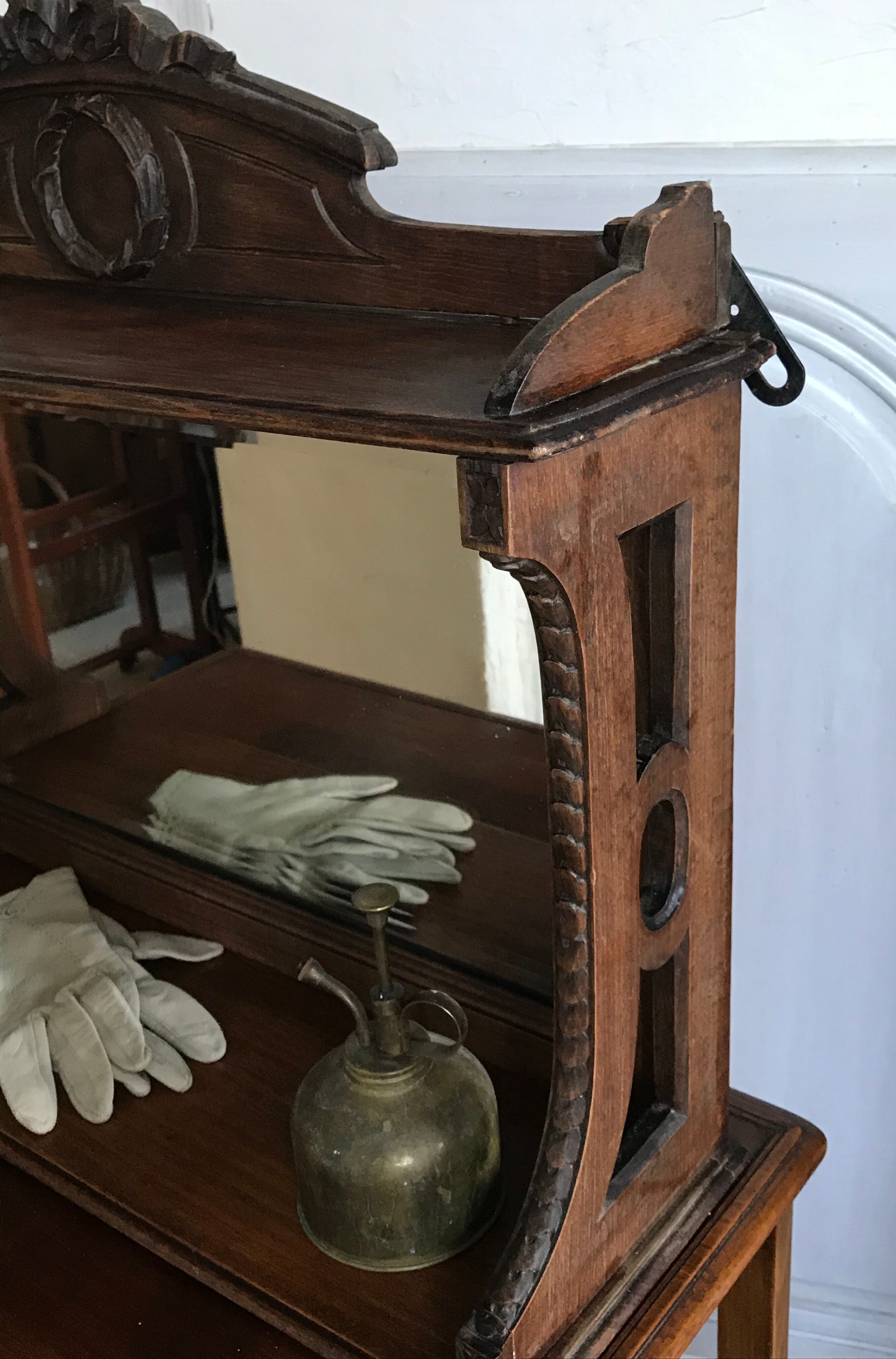 Old wall mirror shelf