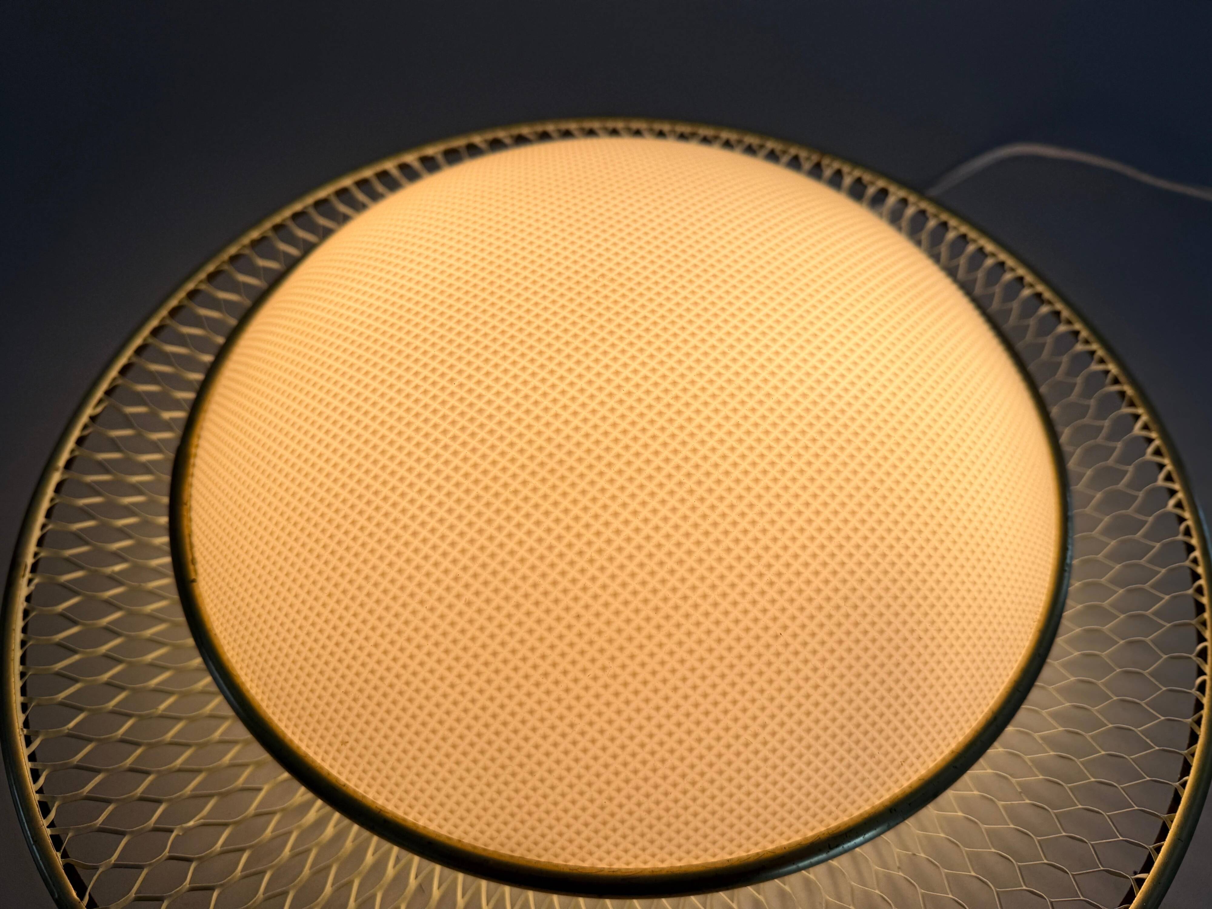 Mid-century golden metal wire and plastic ceiling light by Erco, 1950s, Germany.