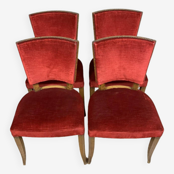 Magnificent series of 4 Art Deco period chairs