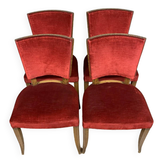 Magnifique série de 4 chaises époque Art Déco