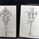 Lot of 2 framed fashion illustrations Paco Rabanne