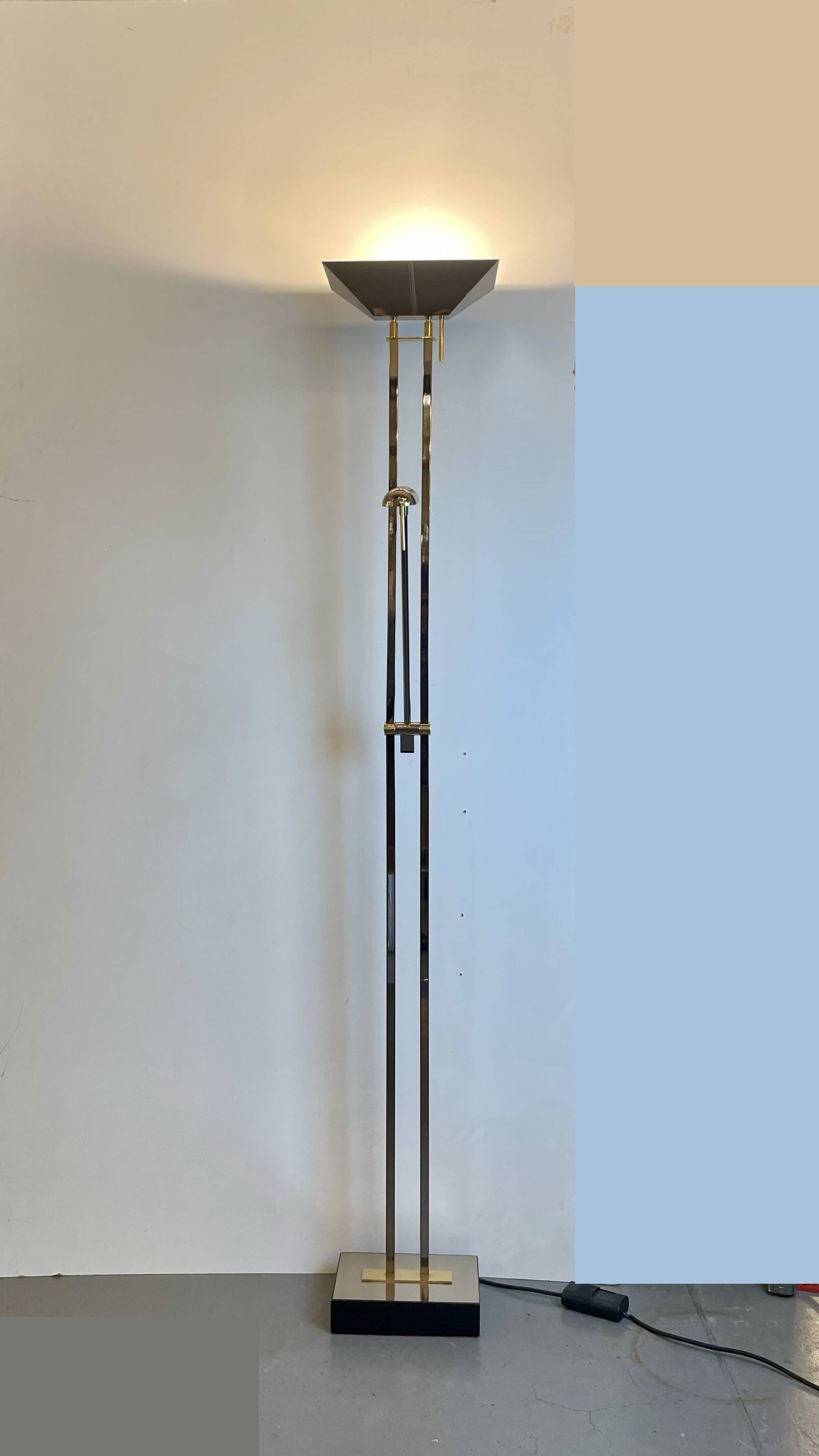 Chrome and brass floor lamp by Deknudt Belgium, 1980s