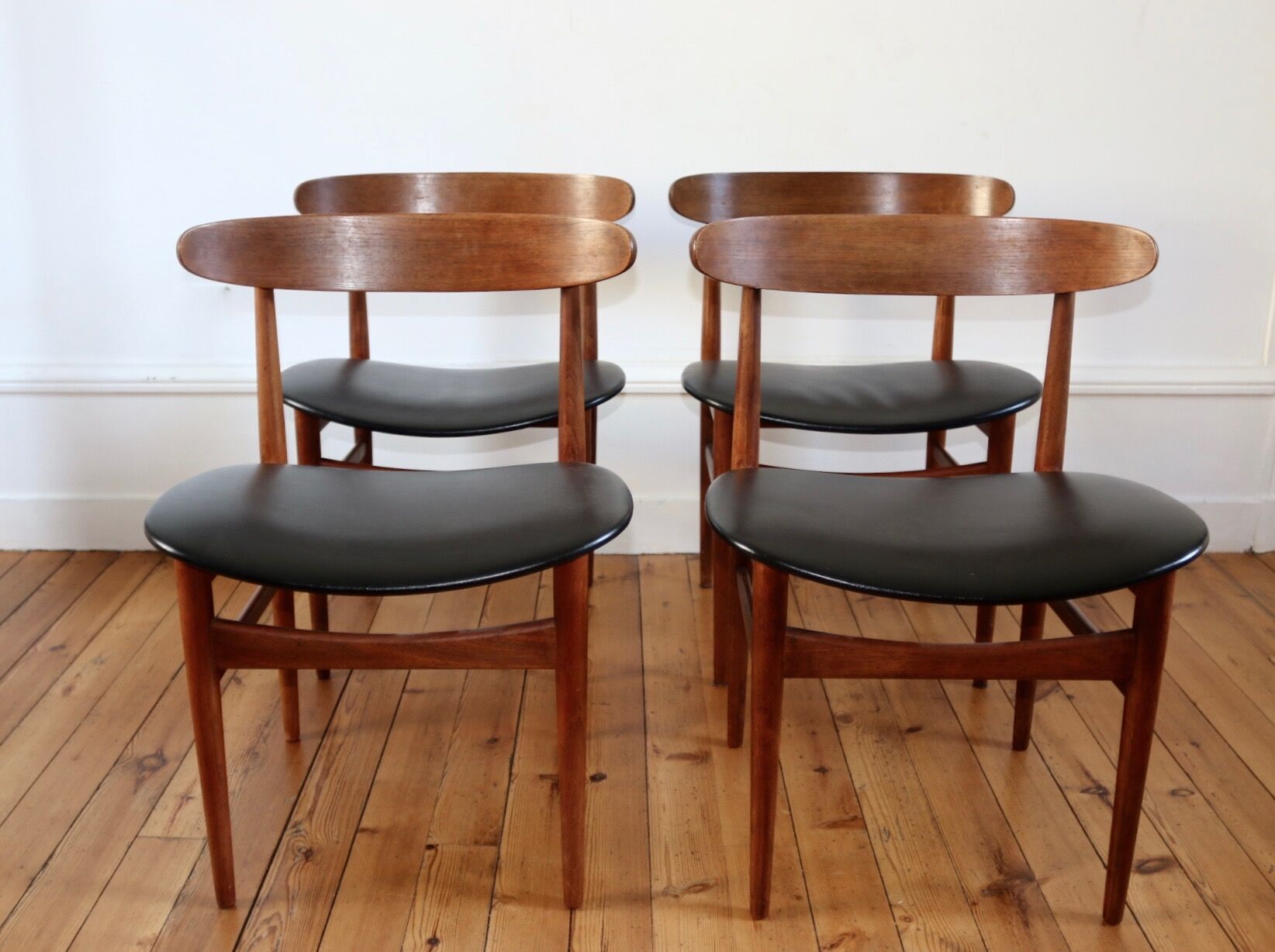 4 chairs Scandinavian 60s teak