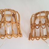 Paire d'appliques en bambou