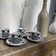 6 Vintage 90s Black and White Coffee Cups Geometric Patterns