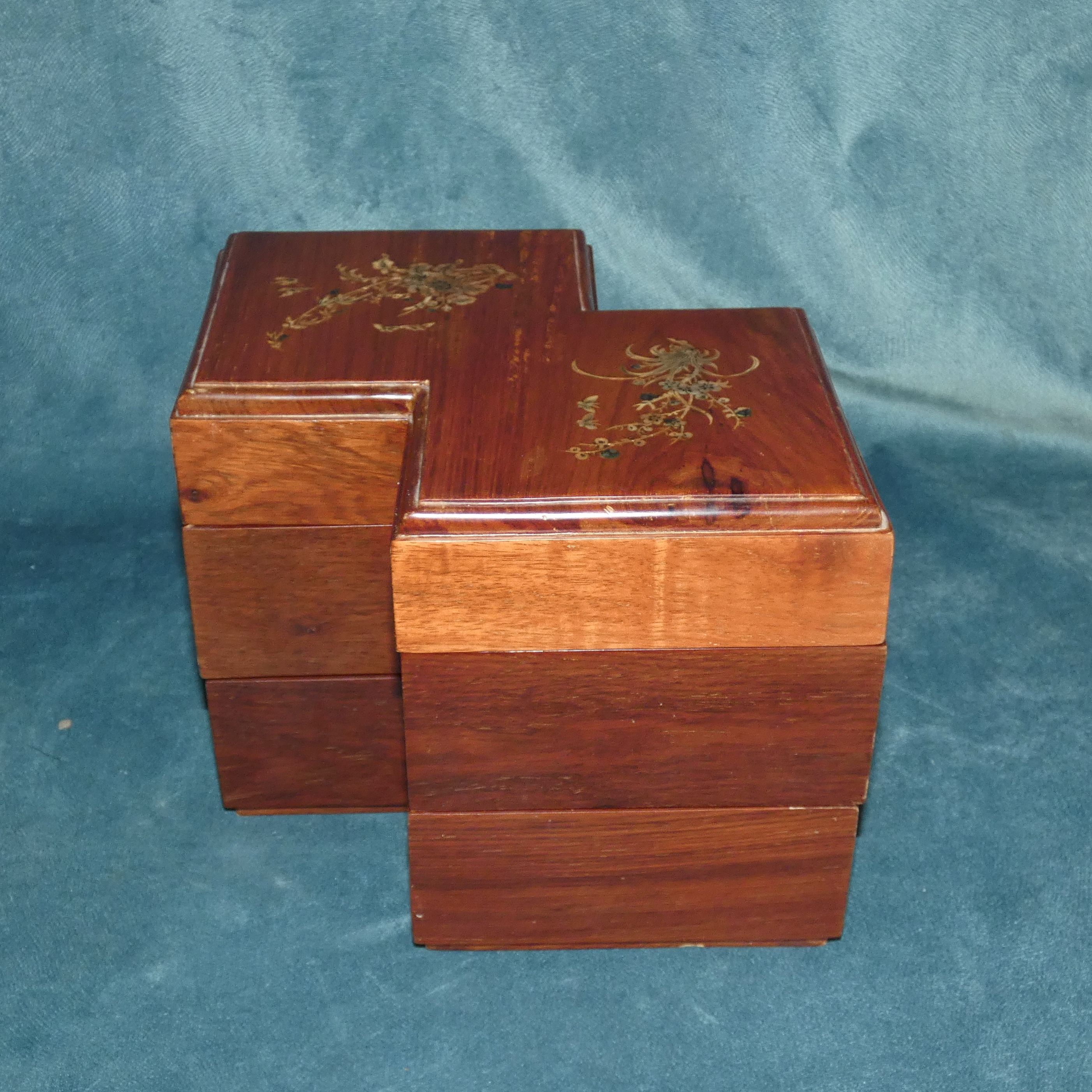 Exotic wood box double square shape