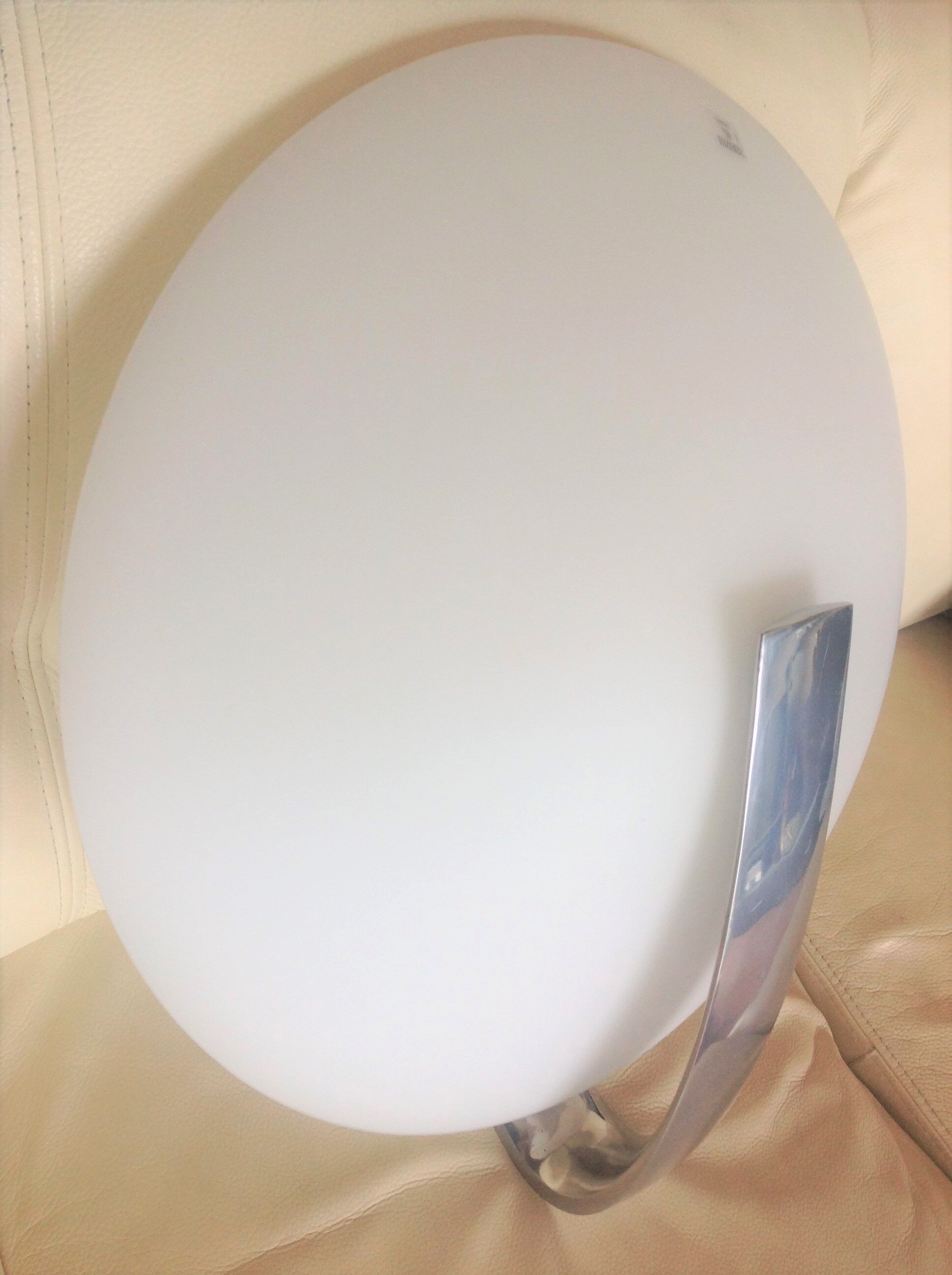 Circular frosted glass wall lamp and aluminum headband by Vetri Murano, vintage 70s-80s