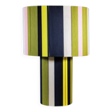 Lampe en fils de coton bleu marine, vert olive et jaune, "L'Elégante"