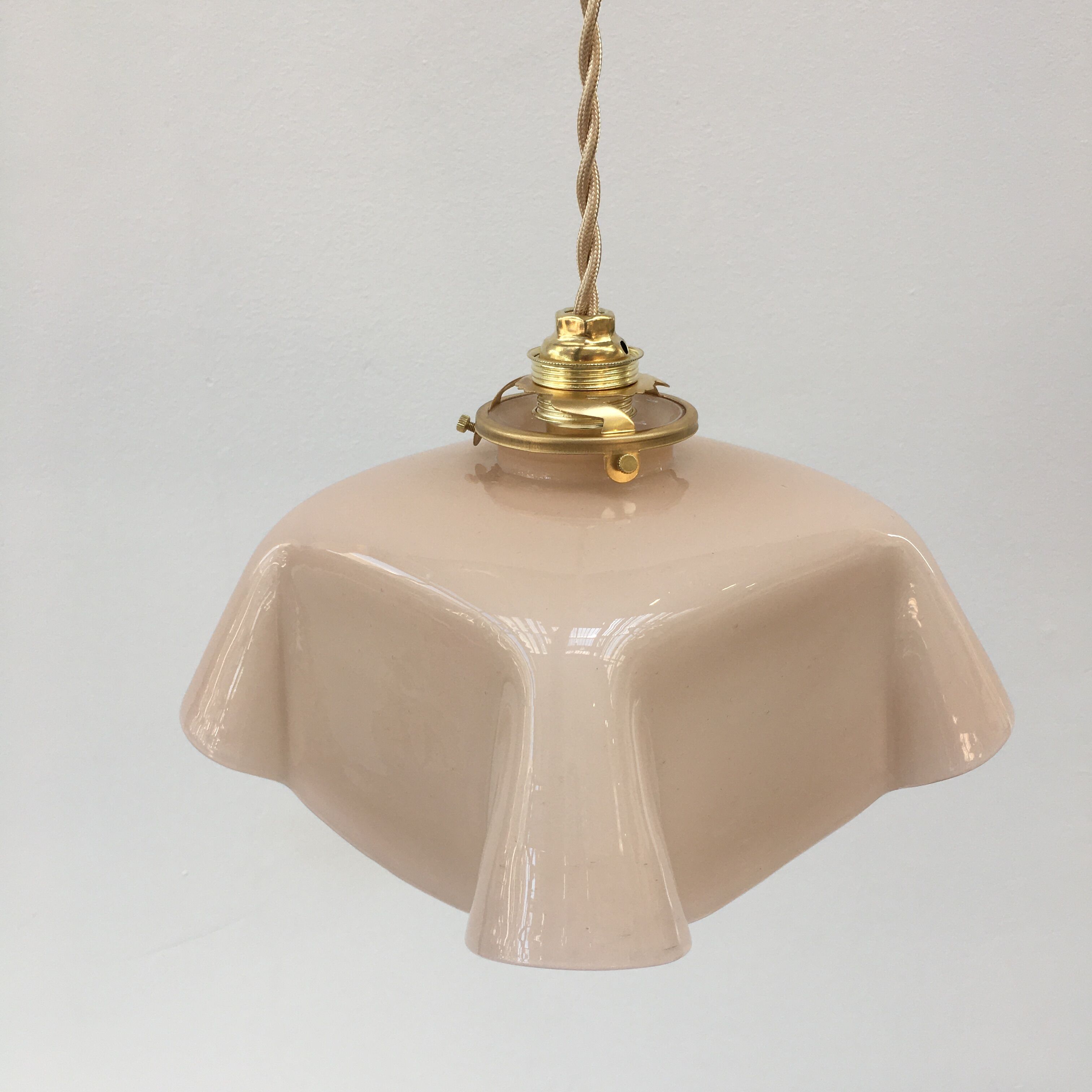 Vintage pendant lamp in pink opaline
