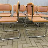 Set of 10 vintage chairs Marcel Breuer cesca b32 wood and skaï 1960