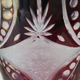 Bohemian/Czech Boho crystal vase, Burgundy red, vintage