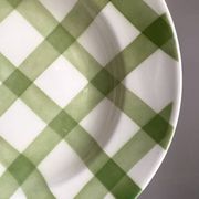 Moulins des loups soup plates, green grid