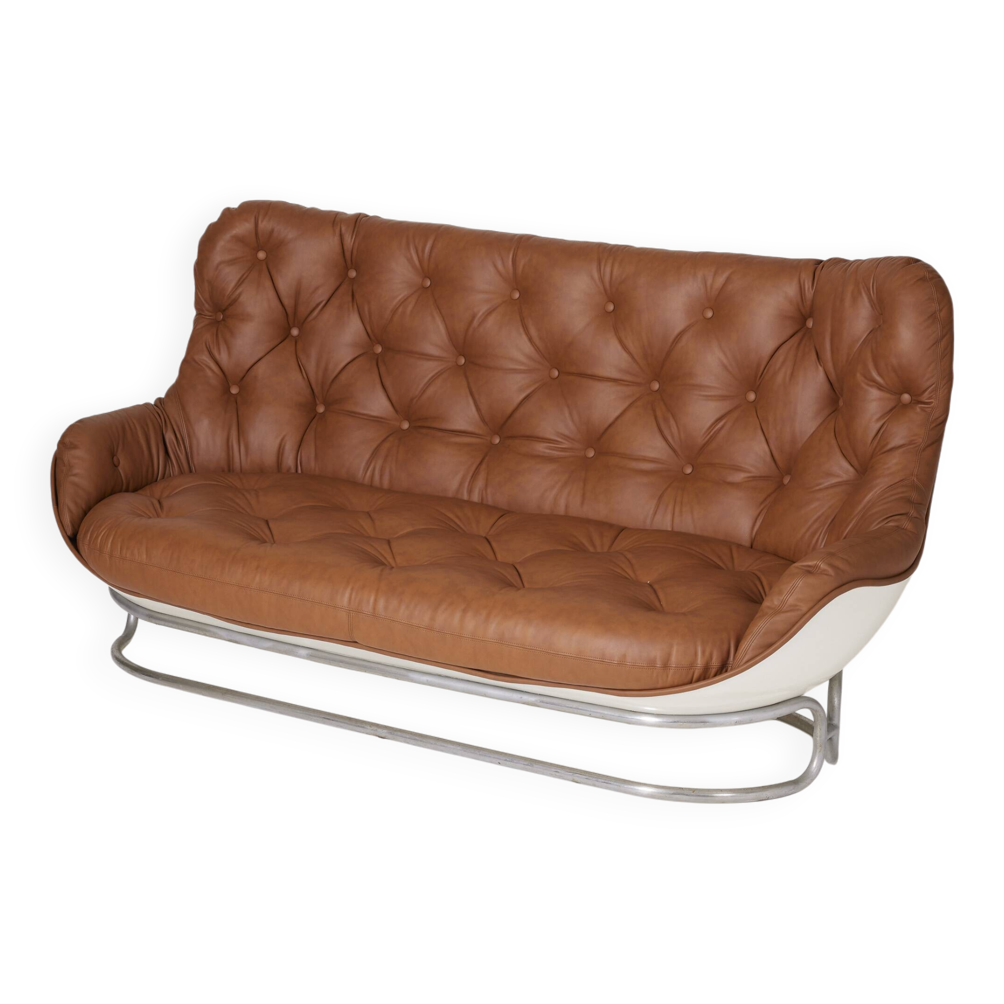 Michel Cadestin karate leather sofa, 1970s
