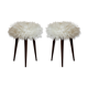 Pair of Mid-Century white Alpaca faux fur stools, Europe, 1960s