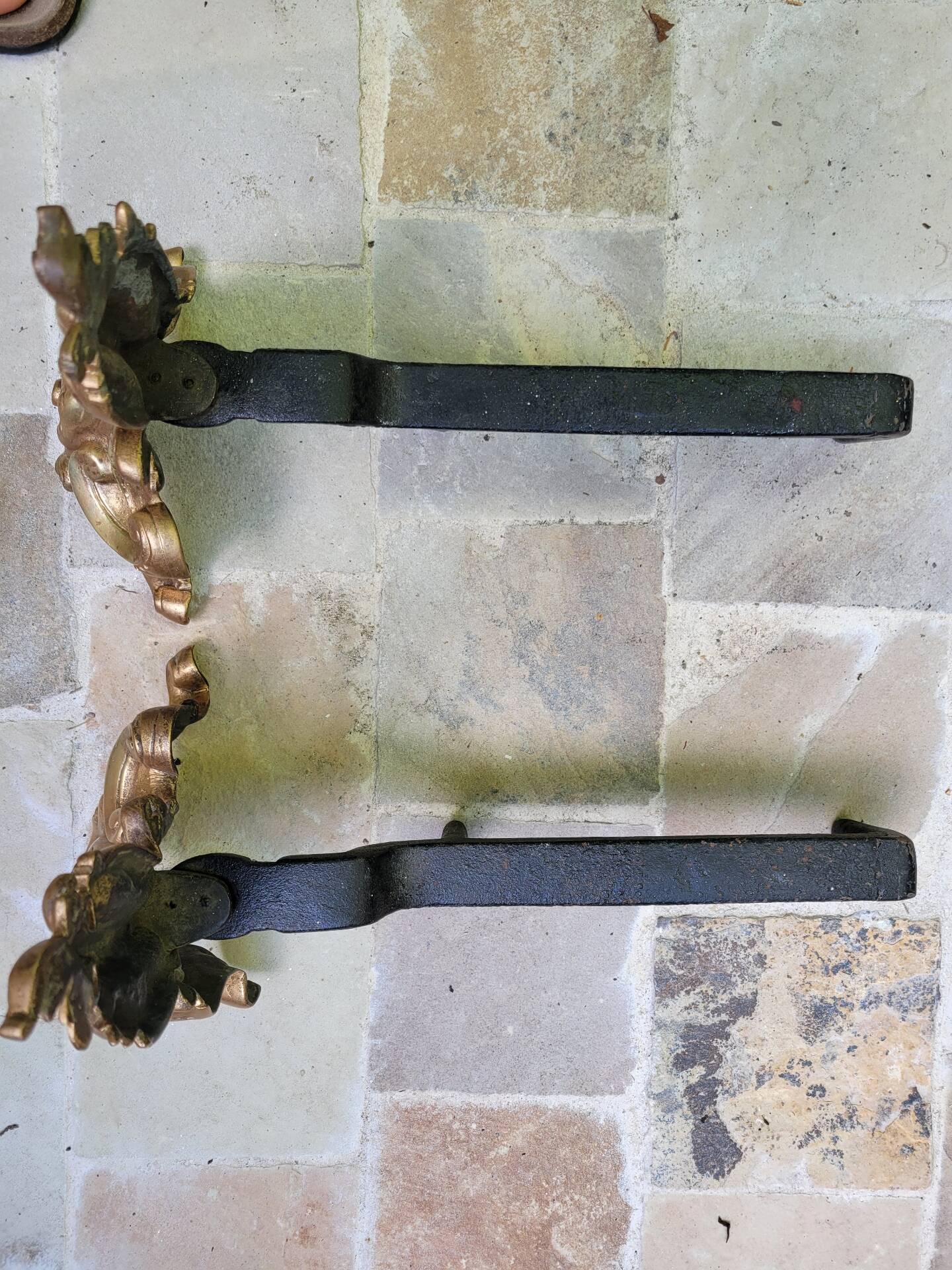 Pair of gilded bronze andirons Louis XV