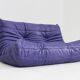 Vintage purple leather Togo 2 seater sofa by Ligne Roset 1990s