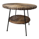 Round wicker coffee table from the 60s