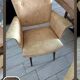 Pair of bridge armchairs in speckled faux leather, 1950.