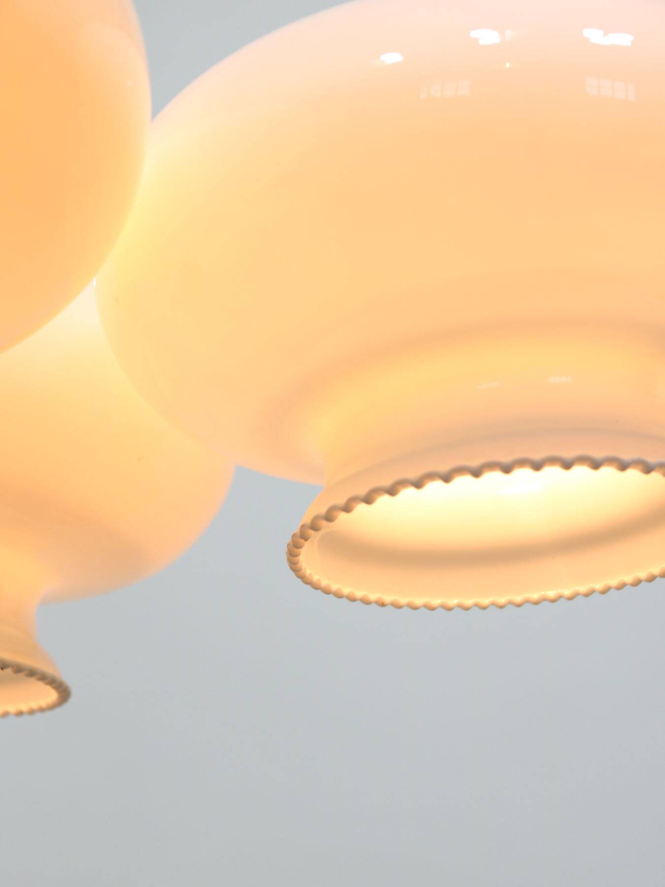 Mid-Century Italian Opaline Glass & Brass Pendant Lamp, set of 3