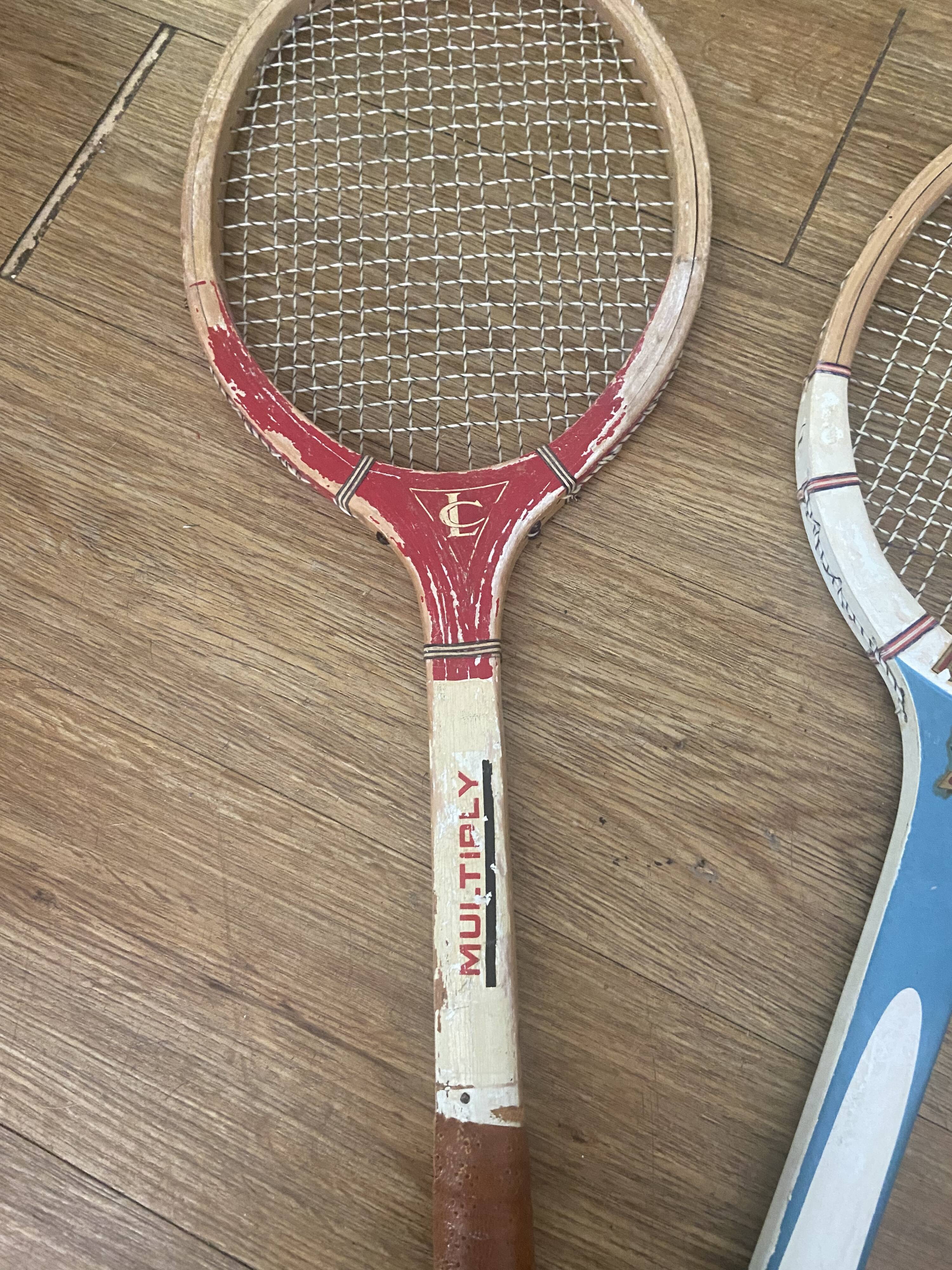 Series of 3 wooden rackets years 50-60