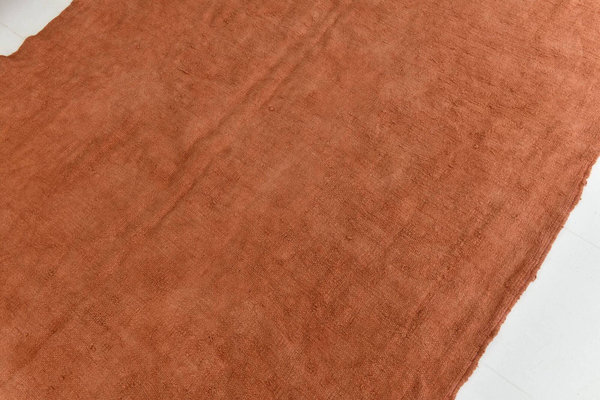 Kilim Turc Vintage Terracotta Uni, Tapis Naturel pour Salon et Chambre