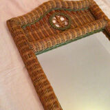 Vintage braided rattan mirror.