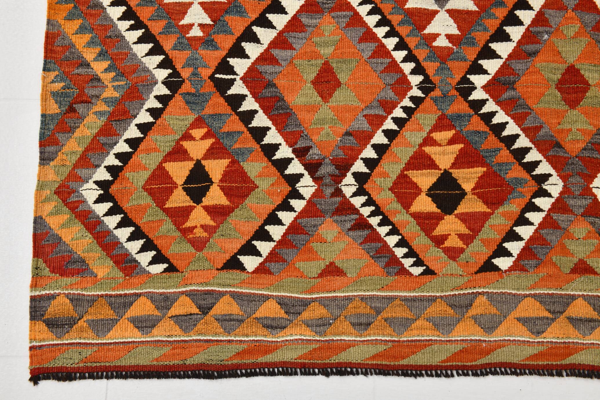 5x10 Red & Orange Tribal Handmade Kilim Rug, 165x317Cm