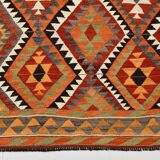 5x10 Red & Orange Tribal Handmade Kilim Rug, 165x317Cm