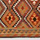 Tapis Kilim tribal rouge et orange fait main