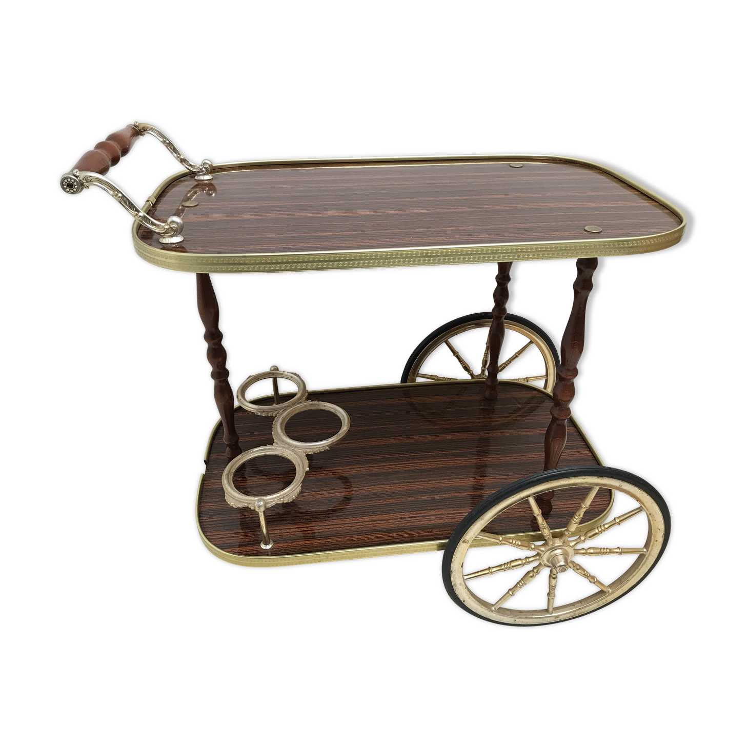 Bar trolley  in gold and formica 1960-1970