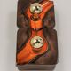 Sputnik wall lights in brown and orange ceramic, Germany 1970s