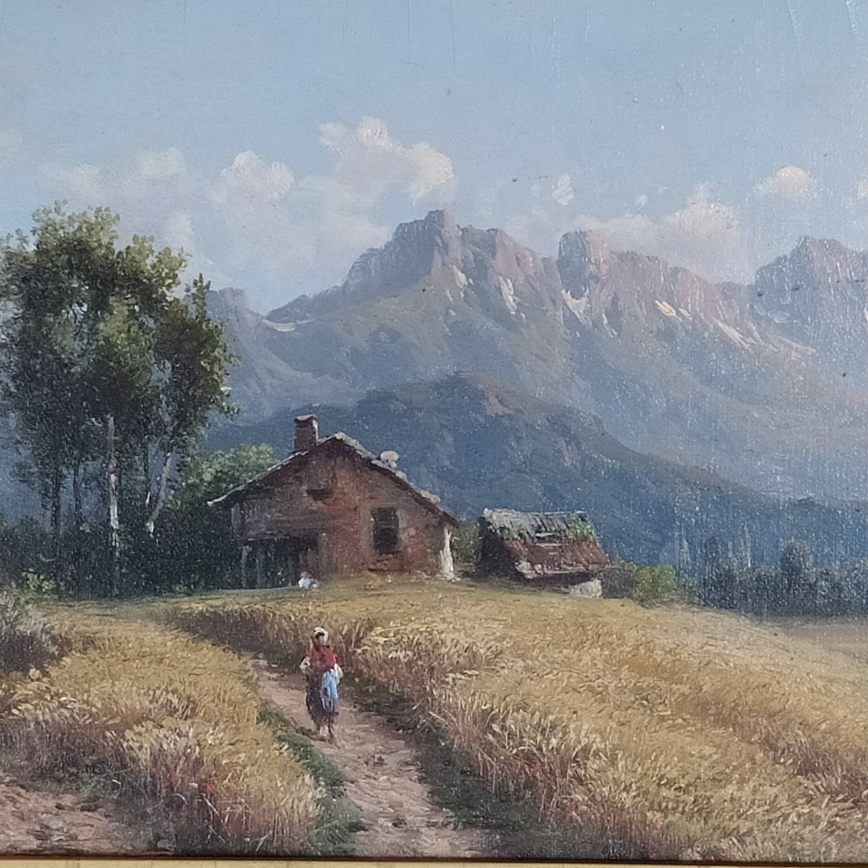 Oil on canvas signed Emile Gochaux Pyrenees, circa 1900