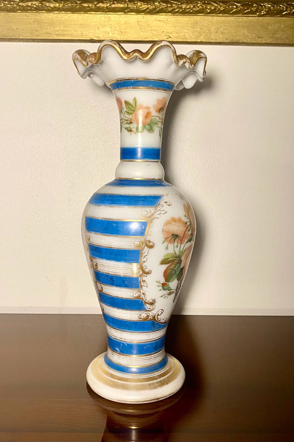 Jean-françois robert baccarat vase opaline peint main