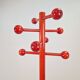 Vintage Red Stained Beech Coat Rack with Balls, 1970s