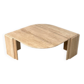 Italian travertine sculptural eye shaped coffee table, 1980s
