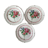 Set de 3 assiettes décoratives Bouquet en faïence ancienne