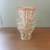 Art deco vase in orange iridescent glass