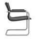Set of 6 Matteo Grassi armchairs in black leather, Italy, 1980s.
