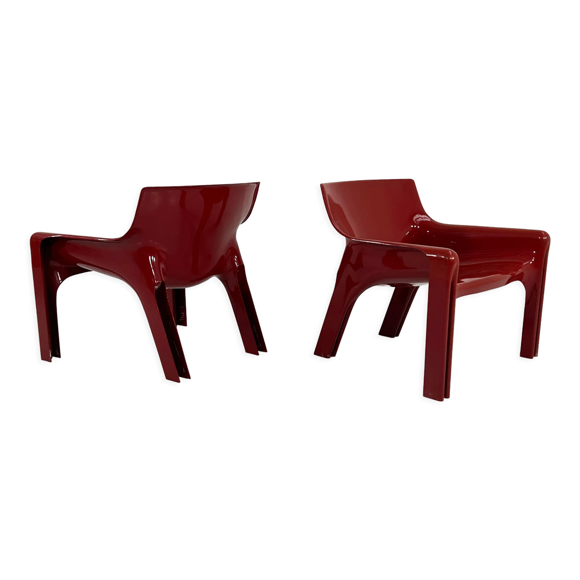 Pair of armchairs vicario bordeaux by Vico Magistretti for Artemide, 1970