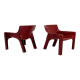 Pair of armchairs vicario bordeaux by Vico Magistretti for Artemide, 1970