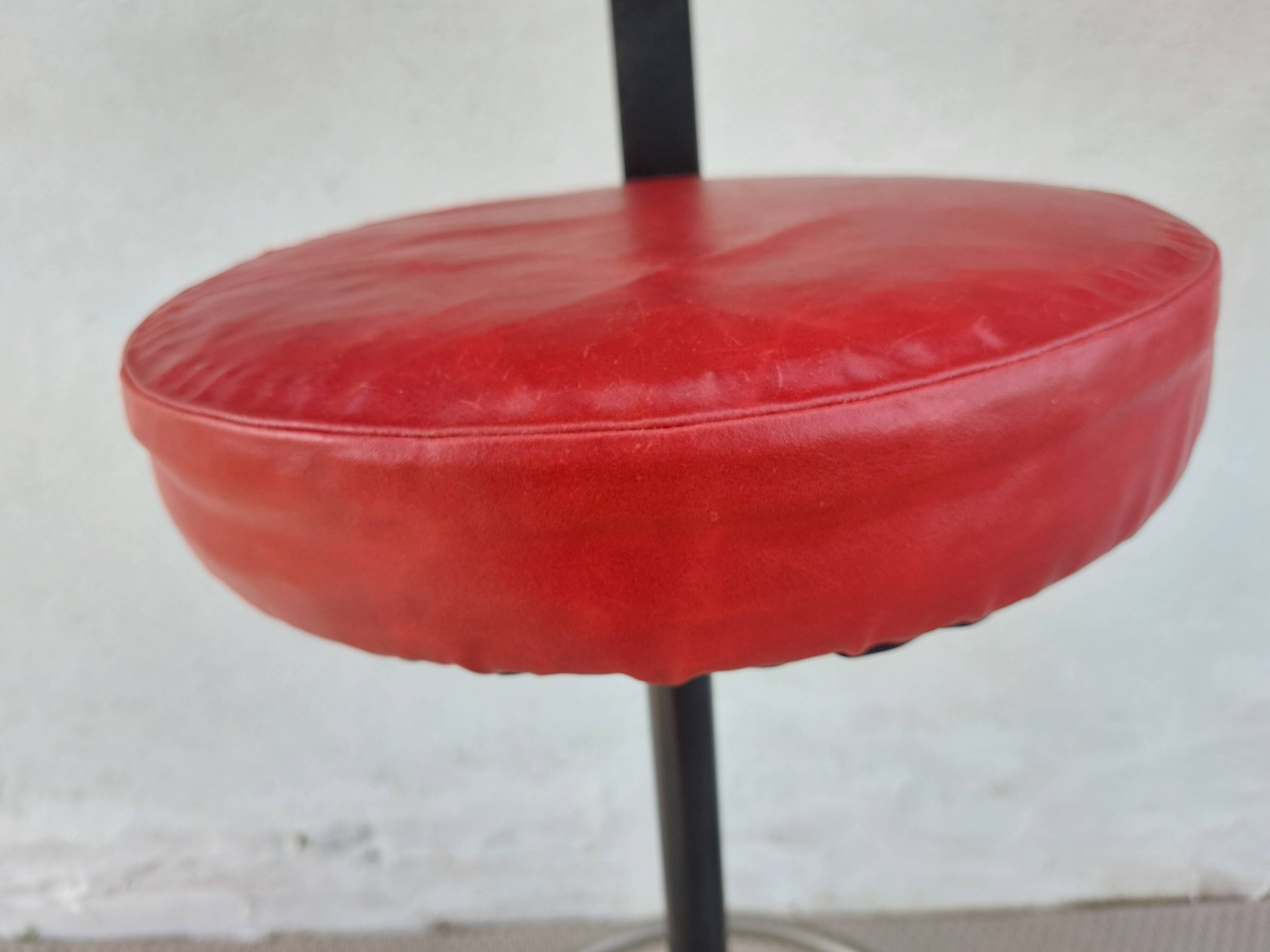 pair of high stools, leather, vintage, industrial