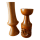 Pair of Scandinavian teak candle holders