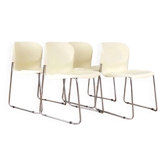 Chaise balançoire sm400k blanche par gerd lange pour drabert, ensemble de 4, années 1980.