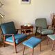 Vintage Scandinavian armchair in teak and green ribbed velvet – "Alrik"