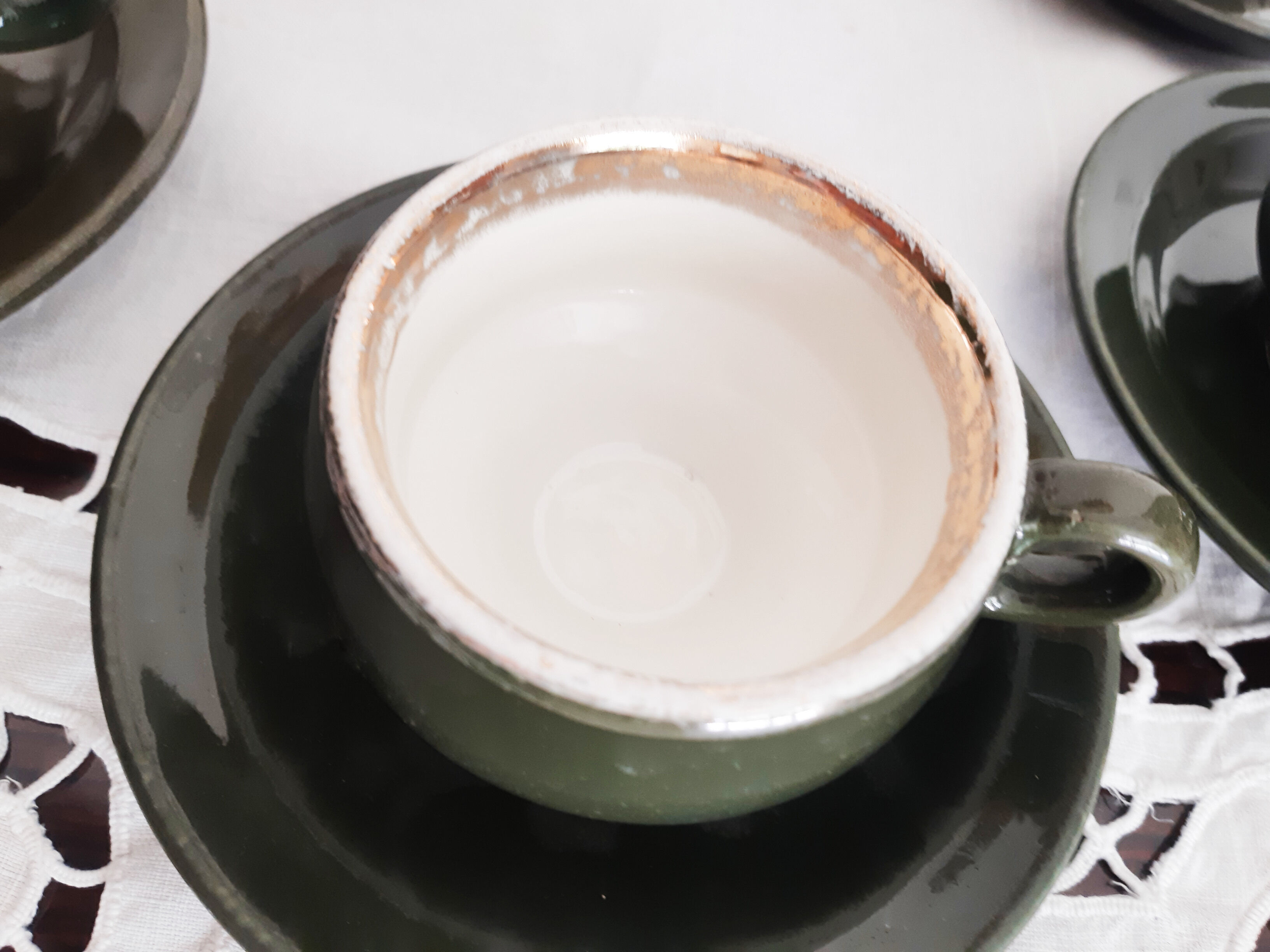 Tasses à café bistrot  Helvetia , vertes et or
