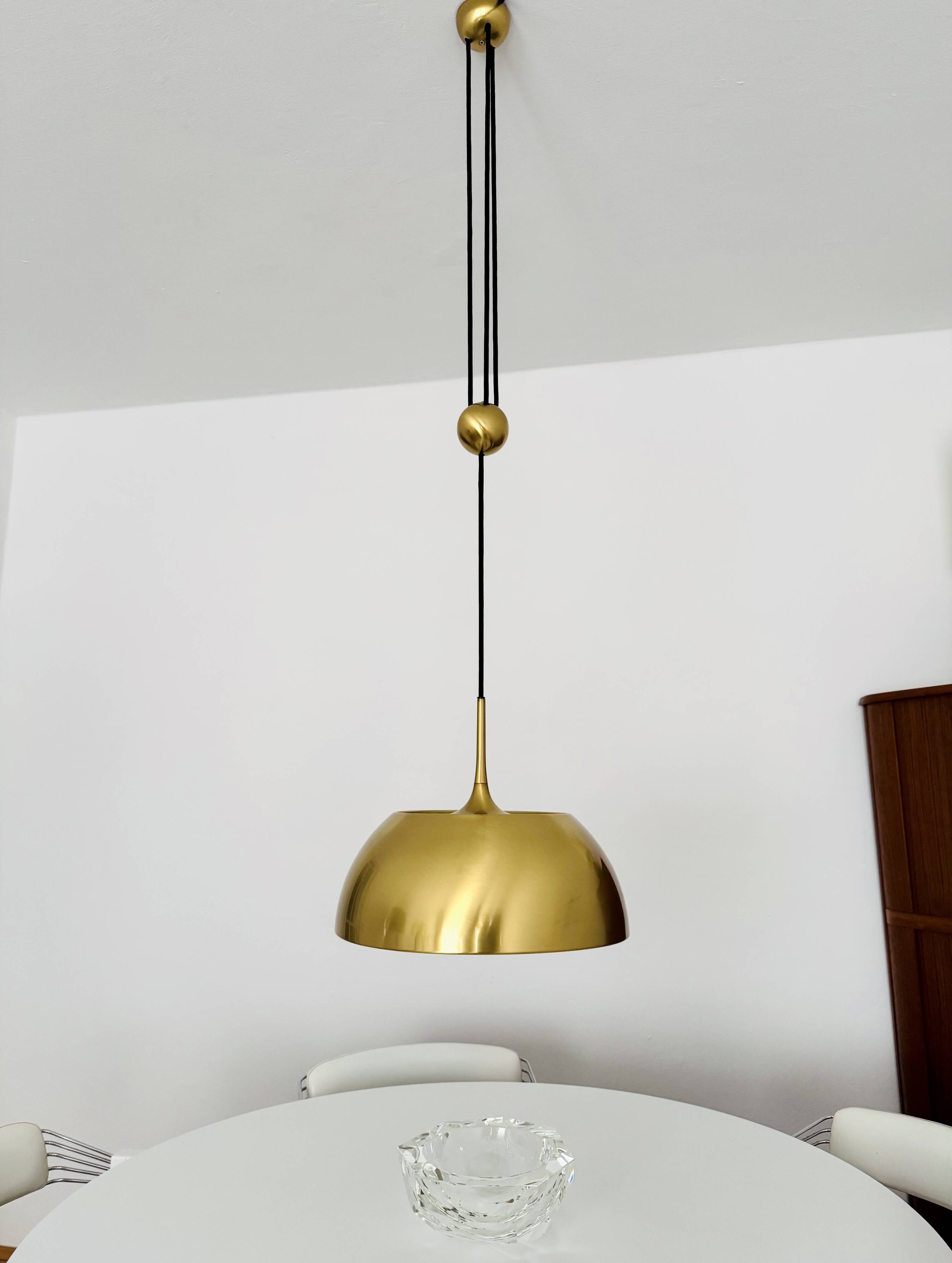Breathtaking Brass Pendant Lamp with Counterweight by Florian Schulz