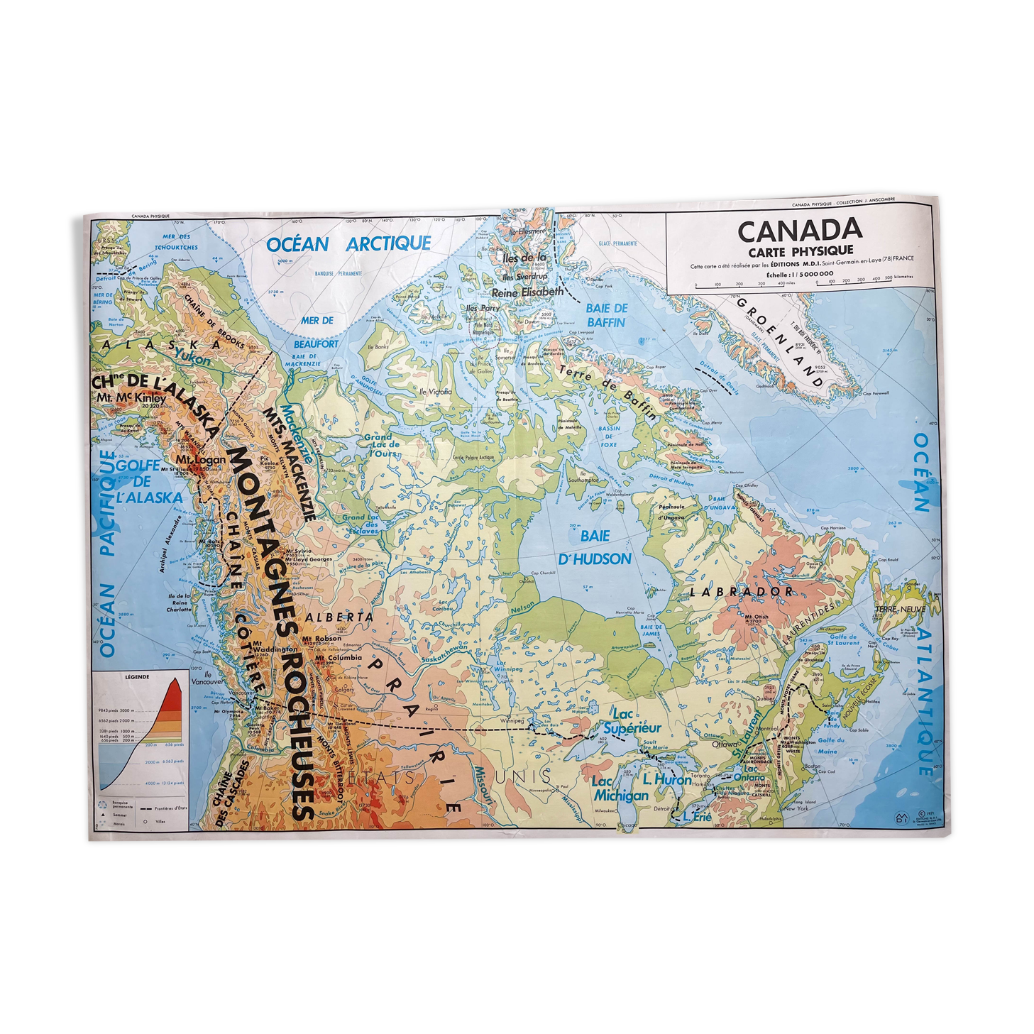 Carte scolaire vintage canada mdi année 1971