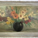 Tableau ancien "bouquet de glaïeuls"