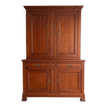Buffet ancien en bois massif avec portes et tiroirs