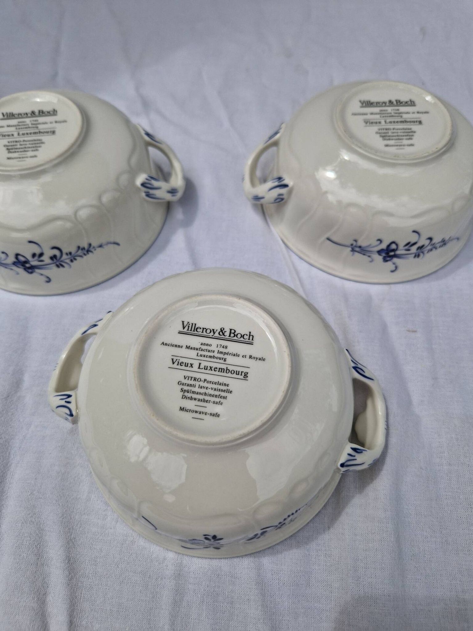 Set of 3 soup bowls villeroy and boch old luxembourg